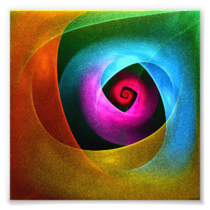 Blue Orange Pink Modernes Abstraktes Kunstmuster # Fotodruck