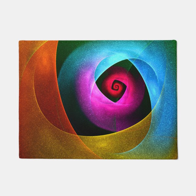 Blue Orange Pink Modernes Abstraktes Kunstmuster # Fußmatte (Vorderseite)