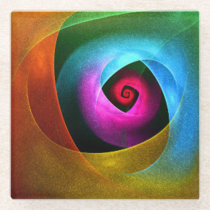 Blue Orange Pink Modernes Abstraktes Kunstmuster # Glasuntersetzer