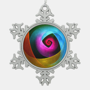 Blue Orange Pink Modernes Abstraktes Kunstmuster # Schneeflocken Zinn-Ornament