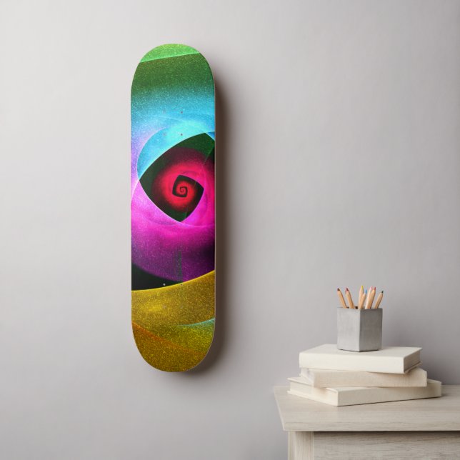 Blue Orange Pink Modernes Abstraktes Kunstmuster # Skateboard (Wandkunst)