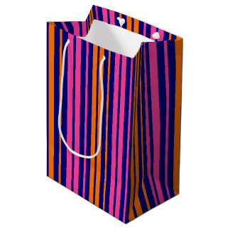 Blue Orange Pink Vertical Stripes Design Mittlere Geschenktüte