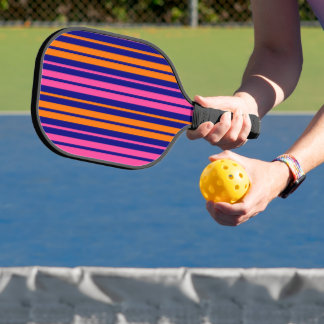 Blue Orange Pink Vertical Stripes Design Pickleball Schläger