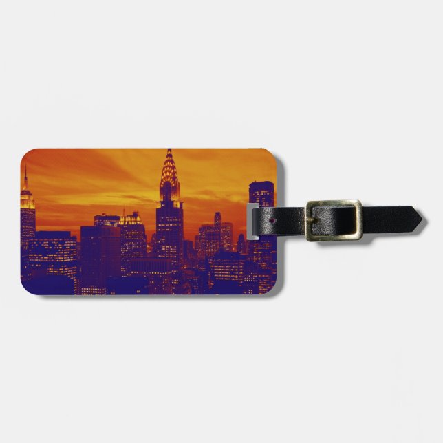 Blue Orange Pop Art New York City Gepäckanhänger (Vorderseite horizontal)