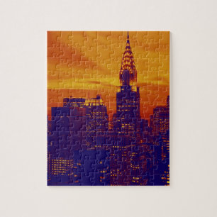 Blue Orange Pop Art New York City Puzzle