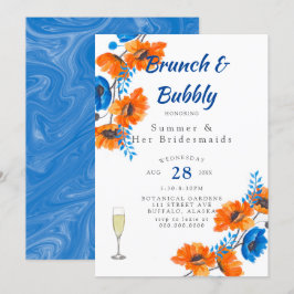 Blue Orange Poppy Bridesmaids Luncheon Einladung