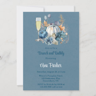 Blue Orange Pumpkin Peony Brunch und Bubbly Einladung