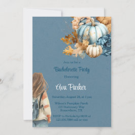 Blue Orange Pumpkin Peony Junggeselinnen-Abschied Einladung