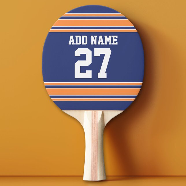Blue Orange Sports Jersey mit Ihrem Namen und Ihre Tischtennis Schläger (Custom Ping Pong Paddle - Team or College colors Sports Jersey)