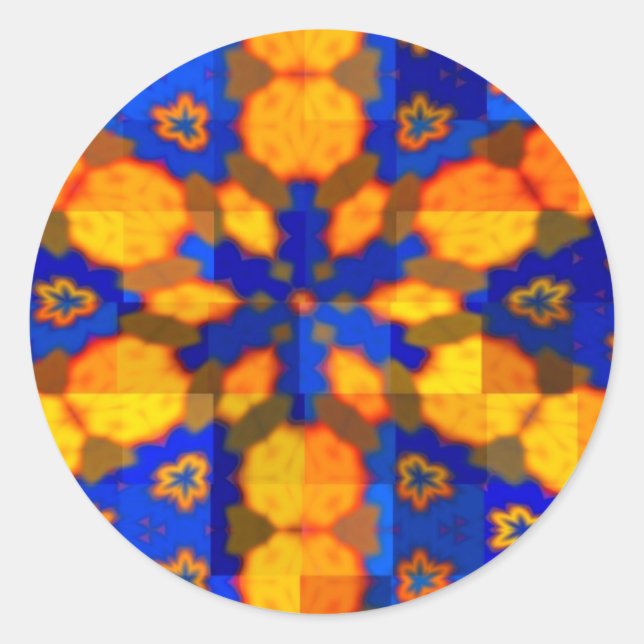 Blue-Orange-Star-Sticker Runder Aufkleber (Vorderseite)