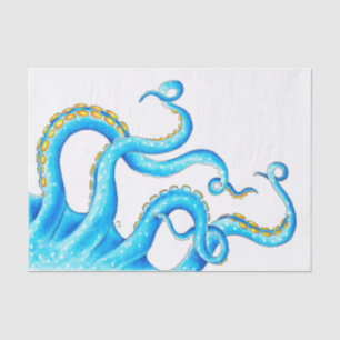 Blue Orange Tentacles Tinte Seidenpapier