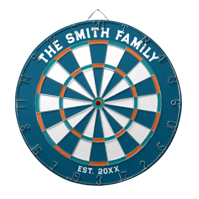 Blue, Orange und Aqua Family Dartboard mit Dartboa Dartscheibe (vorne)