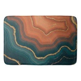 Blue Orange und Gold Geode Inspiriert Badematte