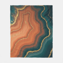 Blue Orange und Gold Geode Inspiriert