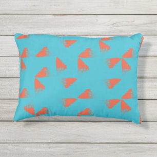 Blue, orange, vibrant, trendy geometric pattern kissen für draußen