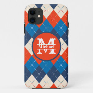 Blue Orange White Preppy Sporty Raute personalisie Case-Mate iPhone Hülle