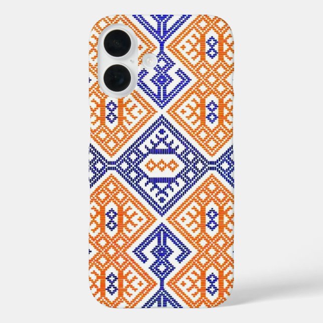 Blue Orange + White Textile Team Sportfarben Case-Mate iPhone Hülle (Rückseite)