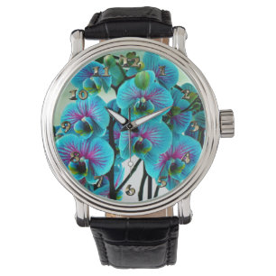 Blue Orchid Blume Bouquet Armbanduhr