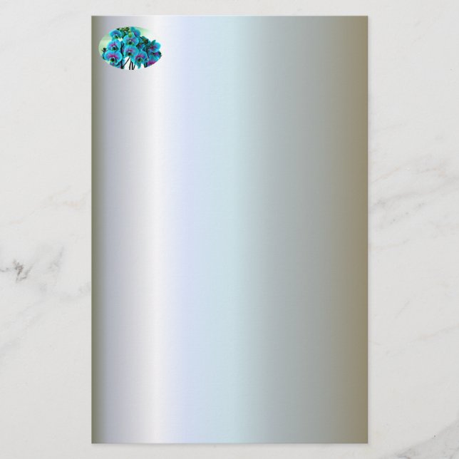 Blue Orchid Blume Bouquet Briefpapier (Vorderseite)