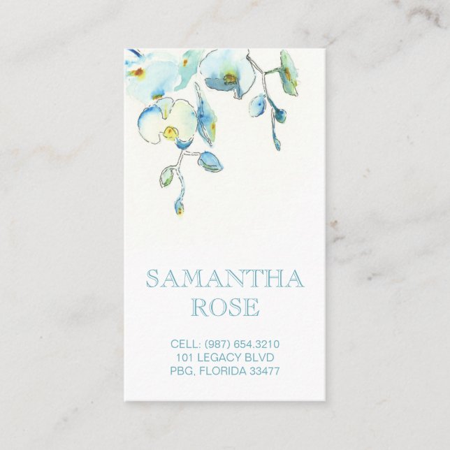 Blue Orchid Blume Coastal Mommy Card Visitenkarte (Vorderseite)