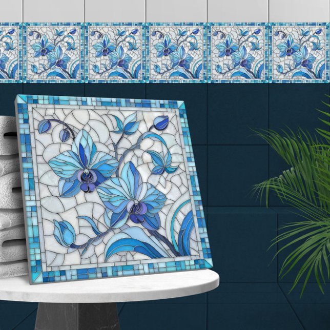 Blue Orchid Blume Mosaik Art Fliese (Von Creator hochgeladen)