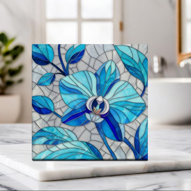 Blue Orchid Blume Mosaik Art Fliese (Von Creator hochgeladen)