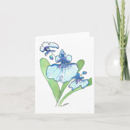 Blue Orchid-Grußkarte mit Wasserfarbe Karte