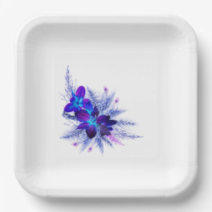 Blue Orchid Paper Plate Pappteller