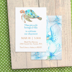 Blue Orchid, Sea Turtle Elopement Empfang Party Einladung