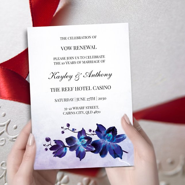 Blue Orchid Tropical Vow Renewal RSVP Karte (Von Creator hochgeladen)