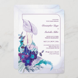 Blue Orchid und Calla Lily Wedding Einladung