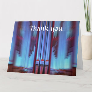 Blue organ pipes large thank you card - horizontal dankeskarte