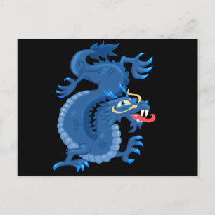 Blue Oriental Dragon Postkarte