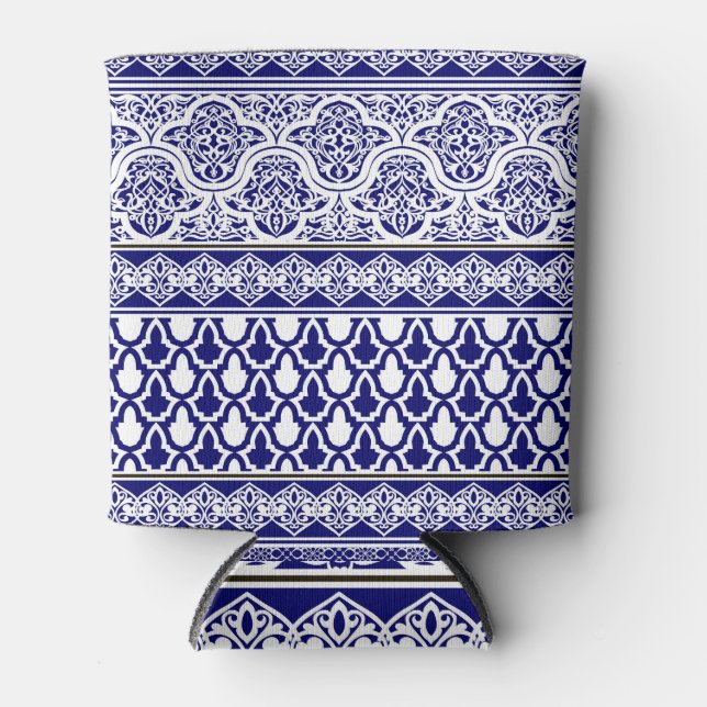 Blue Oriental Elegante: Filigree Patchwork Set Dosenkühler (Vorderseite)