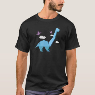 Blue Origami Brontosaurus und Lila Pterodactyl D T-Shirt