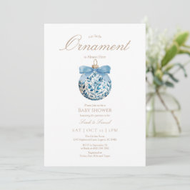 Blue Ornament Baby Dusche Einladung