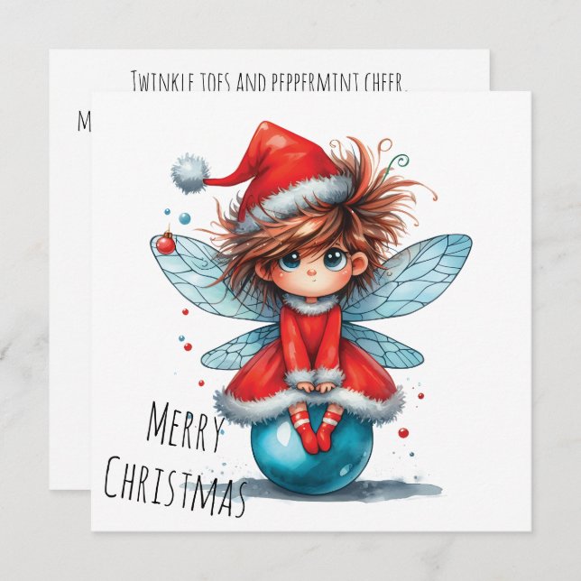 Blue Ornament Fairy – Holiday Card (Vorne/Hinten)