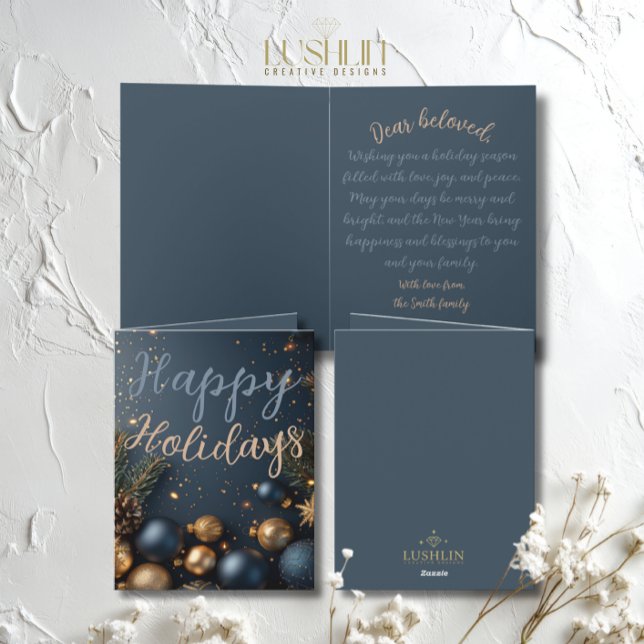 Blue Ornament Holiday wünscht Weihnachten Karte (Von Creator hochgeladen)