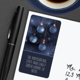 Blue Ornaments Return Address Adressaufkleber