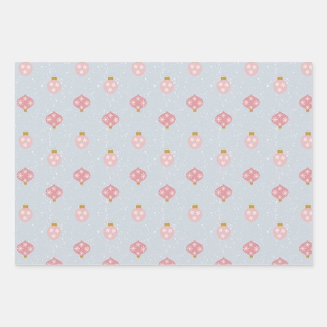 Blue Ornaments Wrapping Paper Flat Sheet Set of 3 Geschenkpapier Set (Vorderseite)