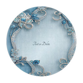 Blue Ornate Floral Cutting Board Schneidebrett