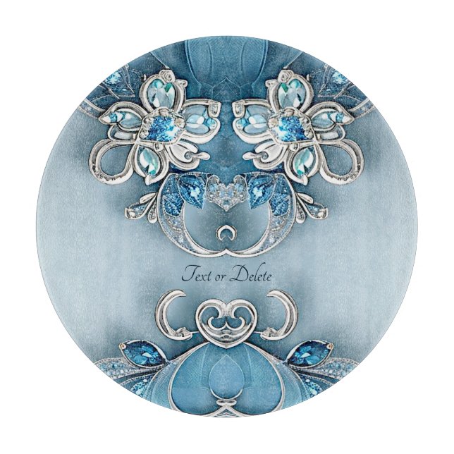 Blue Ornate Floral Cutting Board Schneidebrett (Vorderseite)