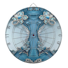 Blue Ornate Floral Dartboard Dartscheibe