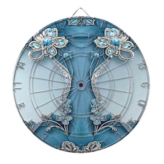 Blue Ornate Floral Dartboard Dartscheibe (vorne)