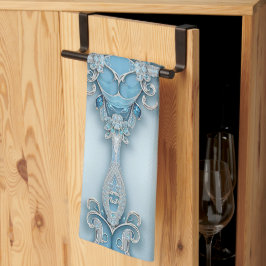 Blue Ornate Floral Kitchen Towel Geschirrtuch