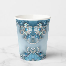 Blue Ornate Floral Paper cup Pappbecher