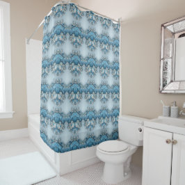 Blue Ornate Floral Shower Curtain Duschvorhang