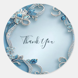 Blue Ornate Floral Sticker