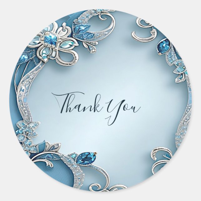 Blue Ornate Floral Sticker (Vorderseite)