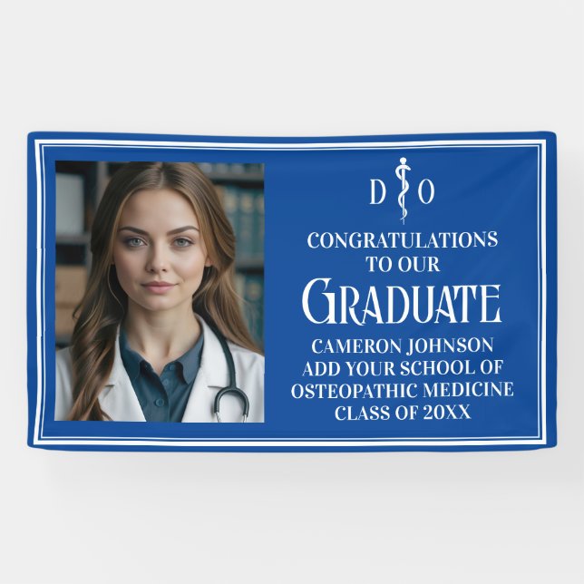 Blue Osteopathic Medical School Abschluss Foto Banner (Horizontal)